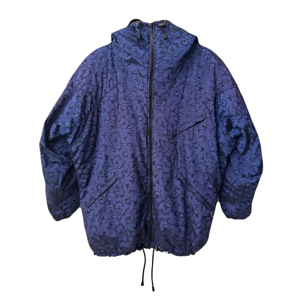 Vintage 80s Nils Skiwear Womens Size Medium 10 Winter Jacket Purple Floral Moti